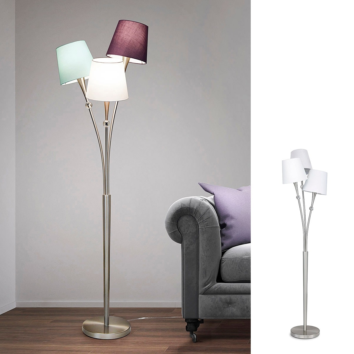 HOMEGLAM Blossom 68”H 3-Light Floor Lamp with Crystals Floor Lamp