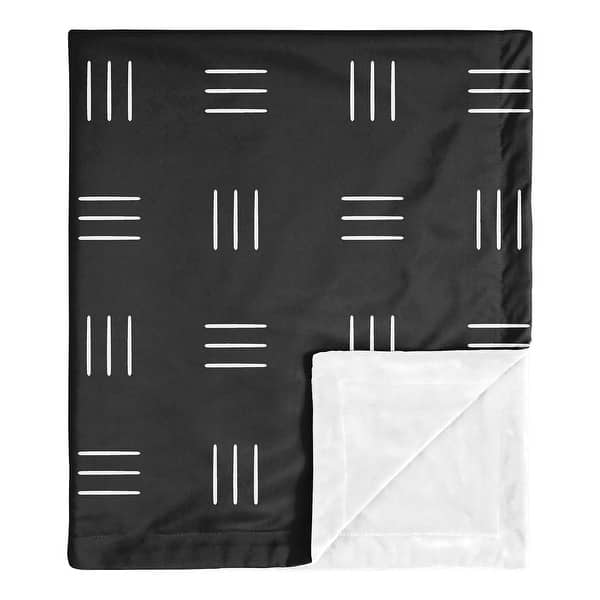 slide 2 of 5, Black and White Boho Mudcloth Baby Receiving Security Swaddle Blanket Bohemian Woodland Tribal Southwest Geometric Hatch