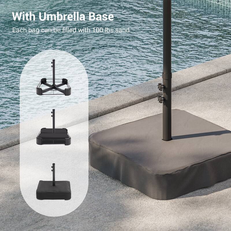 BONOSUKI 15×9FT LED Double-Sided Patio Umbrella with BASE Enhance Your Outdoor Oasis-Stylish