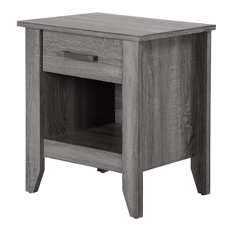 Grey Nightstand 24x21x18 Contemporary Compact Bedside Table with Smooth Finish, Storage Space and Sleek Modern Design