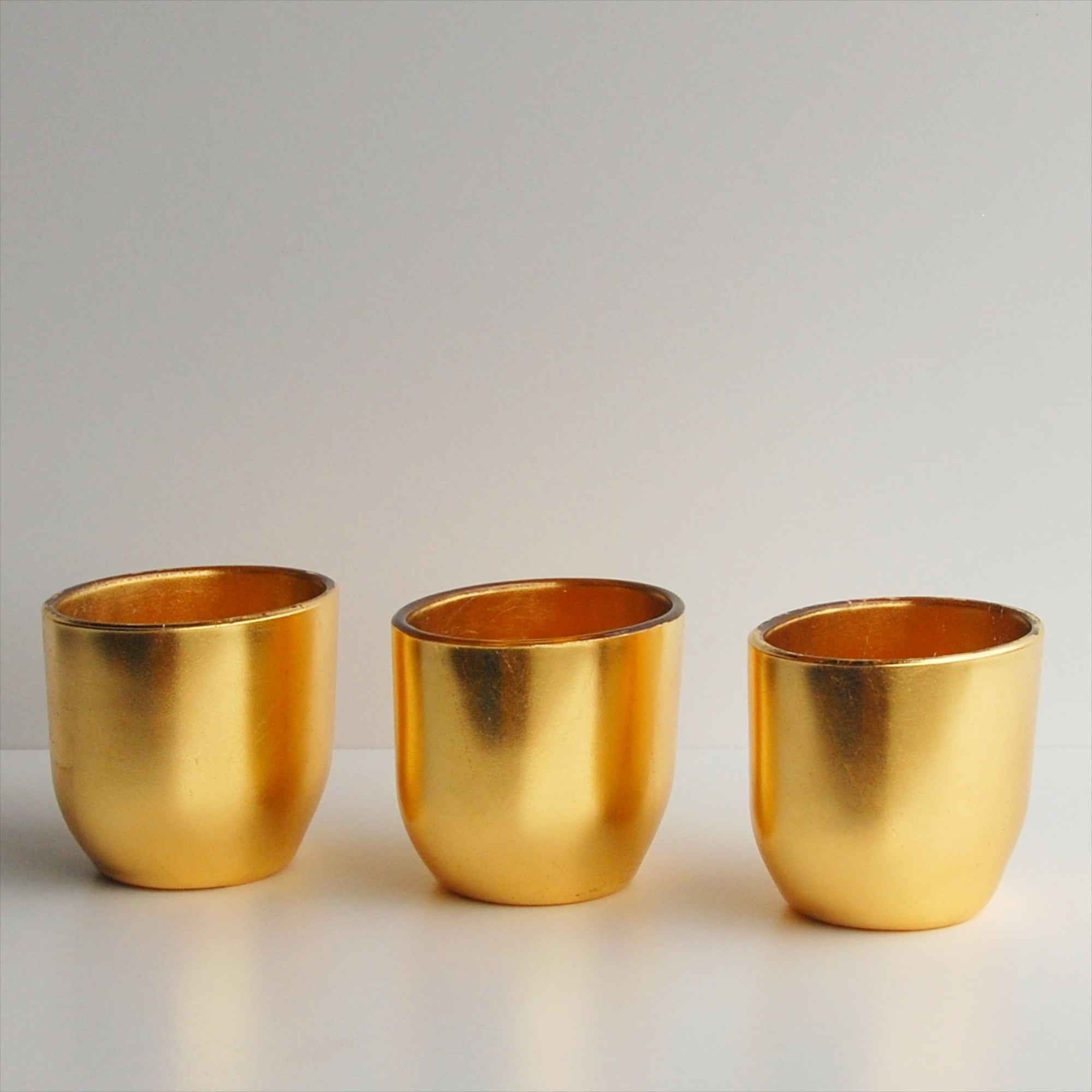 Set of 3 Glass Hand Gilded Oval Shape Vases Perfect for Home or Office Decor