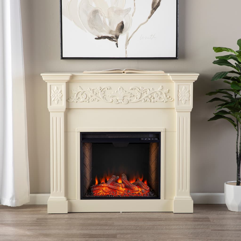 SEI Furniture Calvert Criss-Cross Electric Electric Fireplace - 15"W x 40"D x 45"H