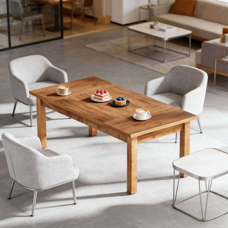 Dining Table for 6-8, Wood Meeting Table Coffee Table with Sturdy Legs, Large Kitchen Table Work Table