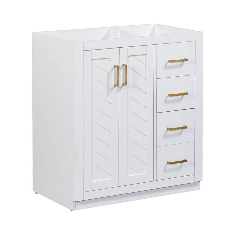Retro Style Bathroom Vanity Cabinet with Solid Wood Frame, 3 Drawers, Soft-Closing Hinges - 29.53in L Solid Wood+MDF