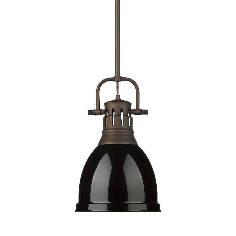 Golden Lighting 3604-S RBZ Duncan 9" Wide Mini Pendant - Rubbed Bronze / Black