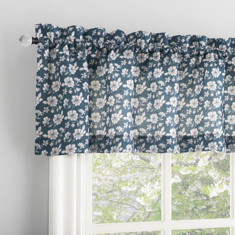 No. 918 Mistral Floral Semi-Sheer Rod Pocket 1-Piece Kitchen Curtain Valance