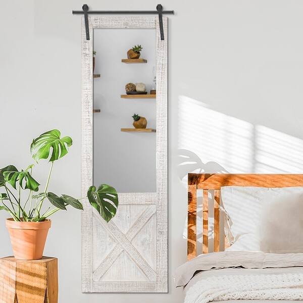 Shop The Gray Barn Whitewashed Wood Hanging Barn Door Wall Mirror