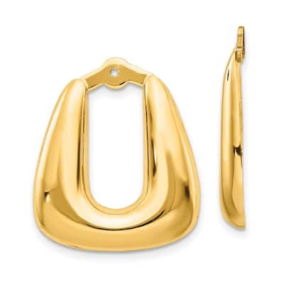 Curata 14k Yellow Gold Polished 25x20mm Hoop Dangle Earrings - with Jackets