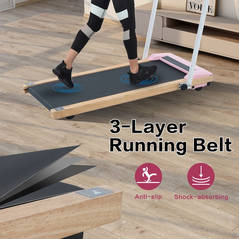Pink HPP12 API Electric Folding Treadmill with LCD Display Screen and Mat Holder Treadmills