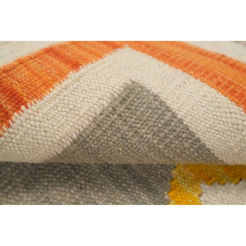 Hand Woven Oriental 100% Wool Carpet Southwestern Modern Greys & Charcoal Kilim Area Rug - 5' 10'' X 3' 10''
