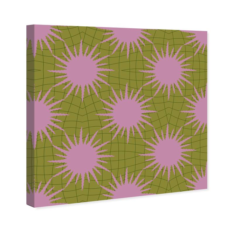 Wynwood Studio Canvas Abstract Disco Ball Sun Purple and Army Green Modern & Contemporary Wall Art Canvas Print