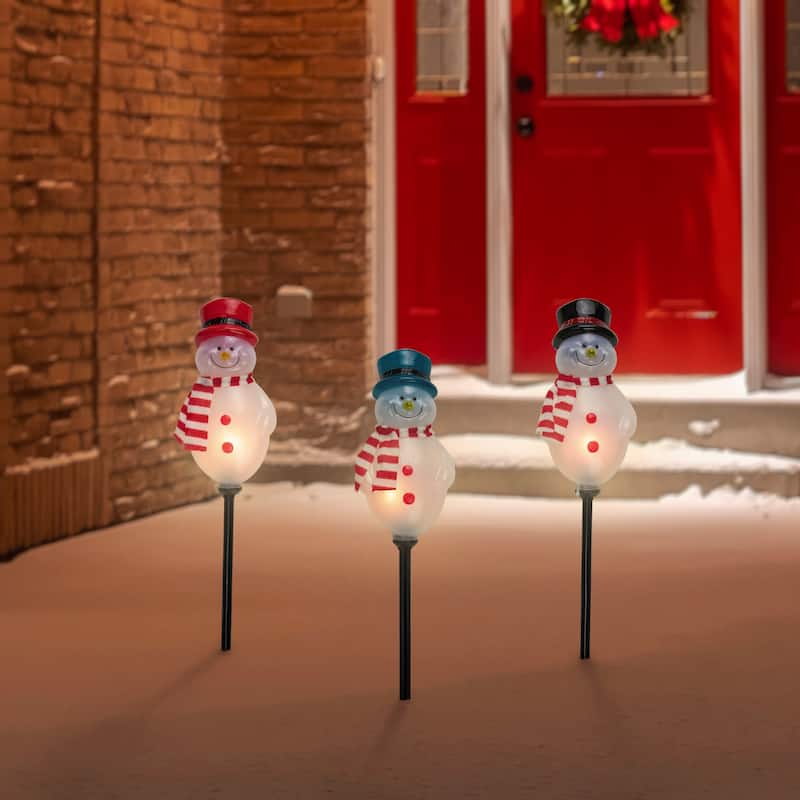 Set of 3 Snowmen Christmas Pathway Markers 16" - 16