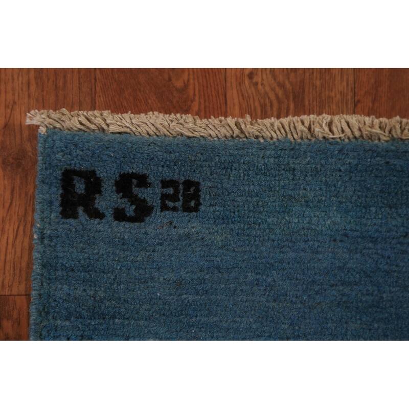 Blue Gabbeh Oriental Rug Handmade Wool Carpet - 2'10" x 4'11"