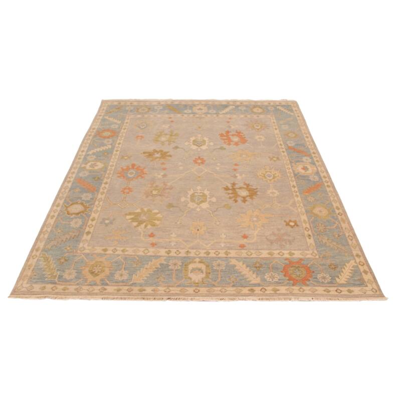 ECARPETGALLERY Hand-knotted Modern Oushak Light Grey Wool Rug - 7'11 x 9'10