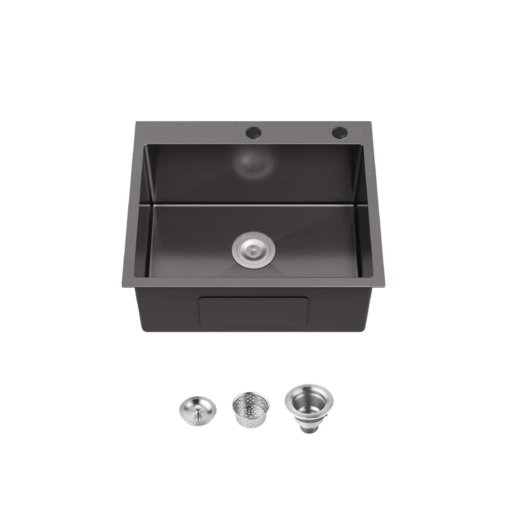 Stainless Steel Kitchen Sink,Single Bowl with US Standard Drain and Hook