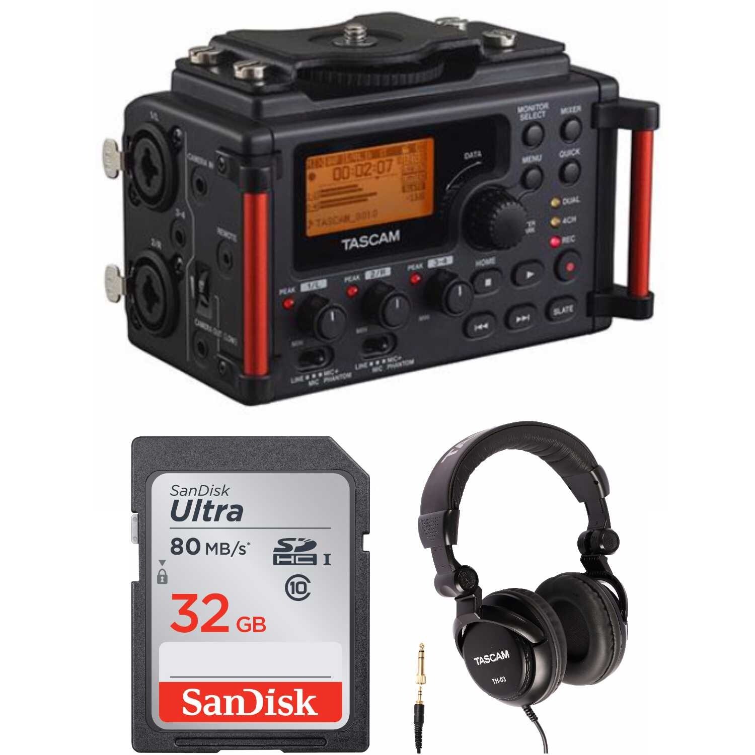 Shop Tascam Dr 60dmkii Dslr Audio Recorder With 32gb Sd Card And Headphones Black Overstock 29794635