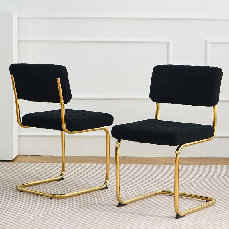 Dining Chairs Set of 2, Black Fabric Upholstered Dining Chairs, Light Luxury Restaurants Side Chairs, Office Conference Chairs