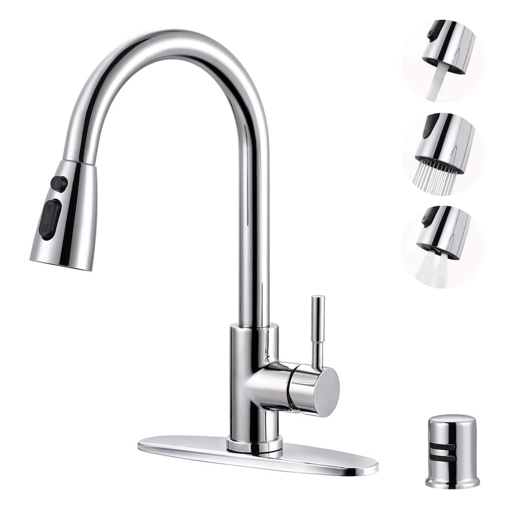 WOWOW Pull Down Sprayer Kitchen Faucet with Dishwasher Air Gap