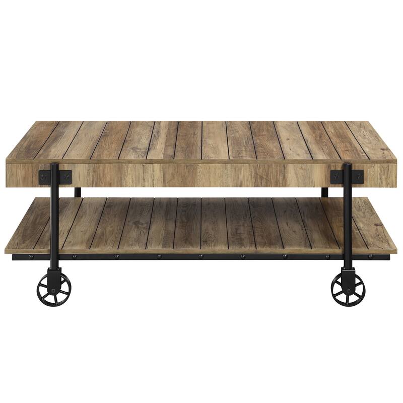 Hyssop Farmhouse Steel 2-Piece Coffee Table Set with Shelf by Furniture of America
