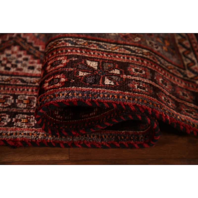 Tribal Qashqai Persian Vintage Area Rug Hand-Knotted Wool Carpet - 5'4"x 8'8"