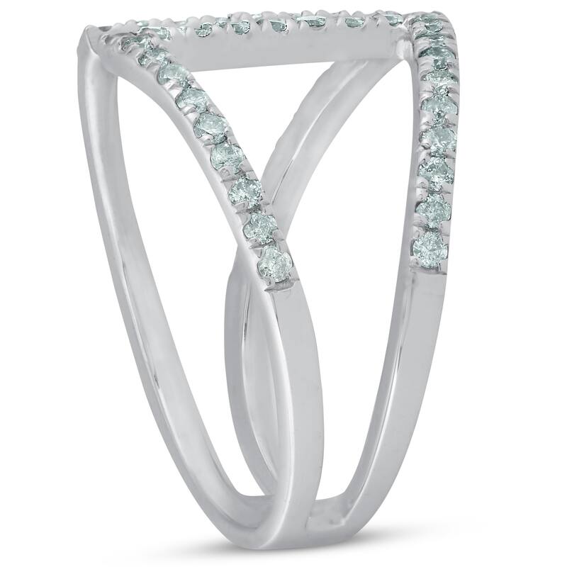 1/2ct Diamond Ring Open Fashion Right Hand Split Band White Gold