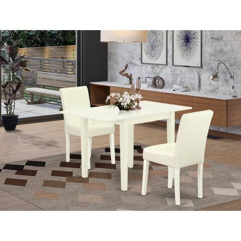Dining Room Chairs with White Color Pu Leather and a Modern Dining Table - Linen White (off white) Finish (Pieces Option)