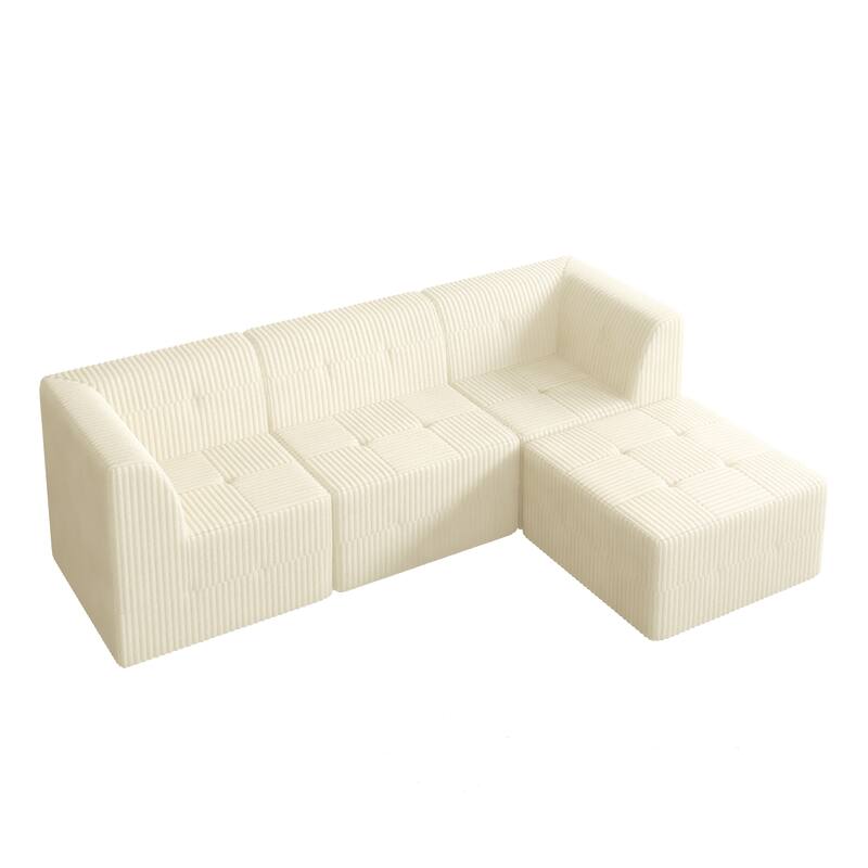 97.3" L-Shaped Corduroy Modular Sectional Sofa with Sleeper