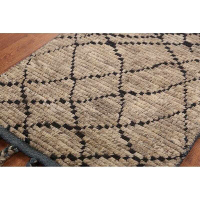Beige Moroccan Oriental Foyer Rug Hand-Knotted Wool Carpet - 2'0"x 3'0"