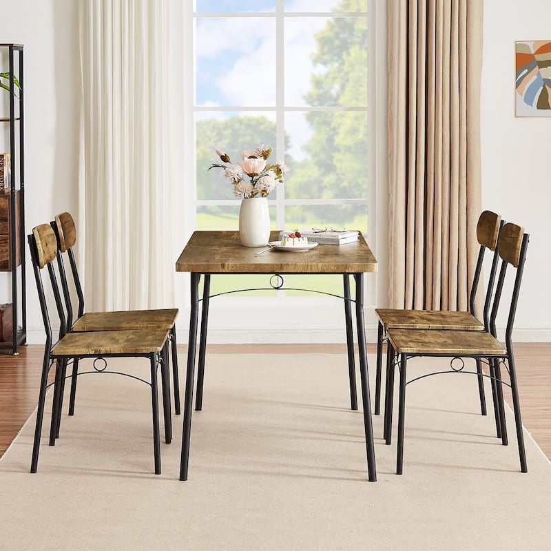 Javlergo 5 Piece Dining Table Set, Kitchen Wood Table and Chairs for 4, Dining Room Sets