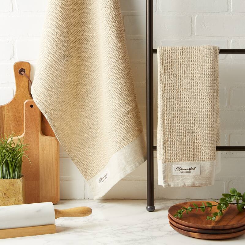 DII Washed Waffle Woven Dishtowel Set of 2