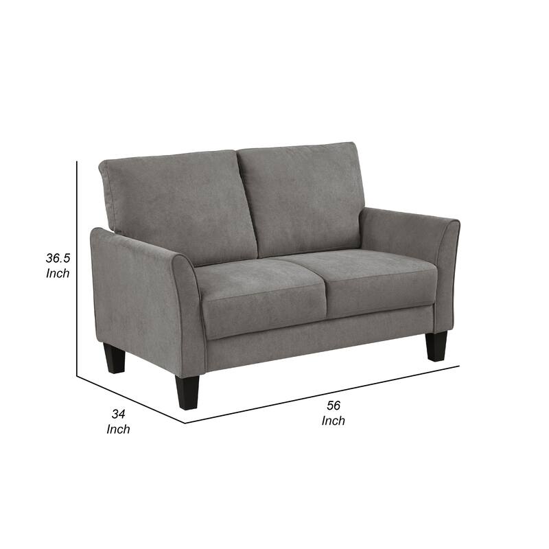 Xumo Loveseat, Taupe Gray Fabric, 56 Inch, Black Tapered Wood Legs