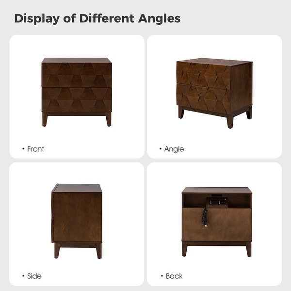 Ethel Mid-Century 2-Drawer Storage Nightstand with