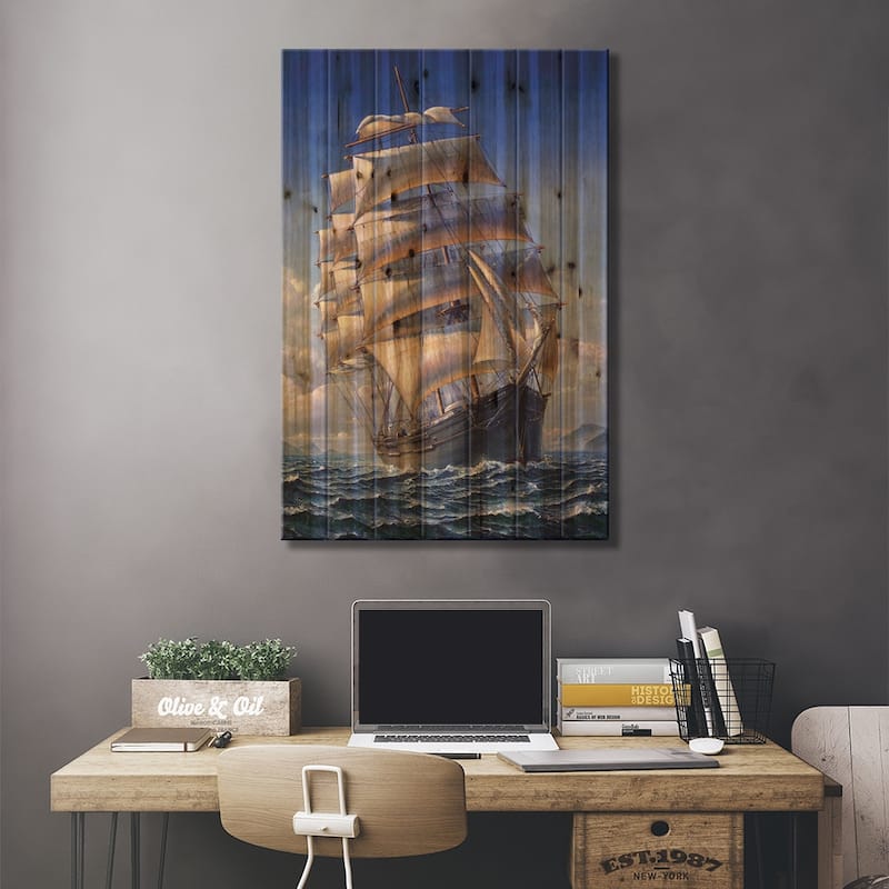 Sailing The WR Grace Print On Wood by John Stephens - Multi-Color