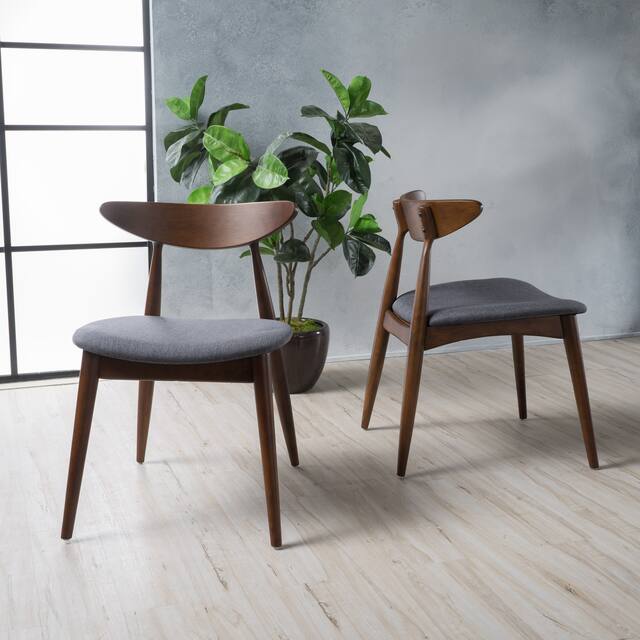Barron Mid-century Dining Chairs (Set of 2) by Christopher Knight Home - 22.50" W x 19.75" L x 28.75" H - Walnut+Charcoal