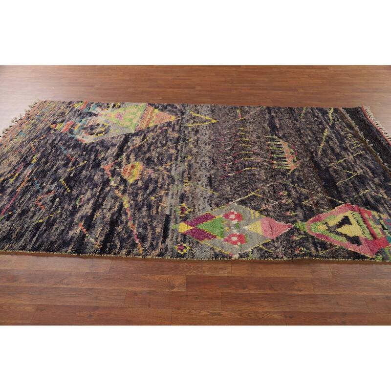 Moroccan Oriental Area Rug Handmade Wool Carpet - 5'7" x 9'4"
