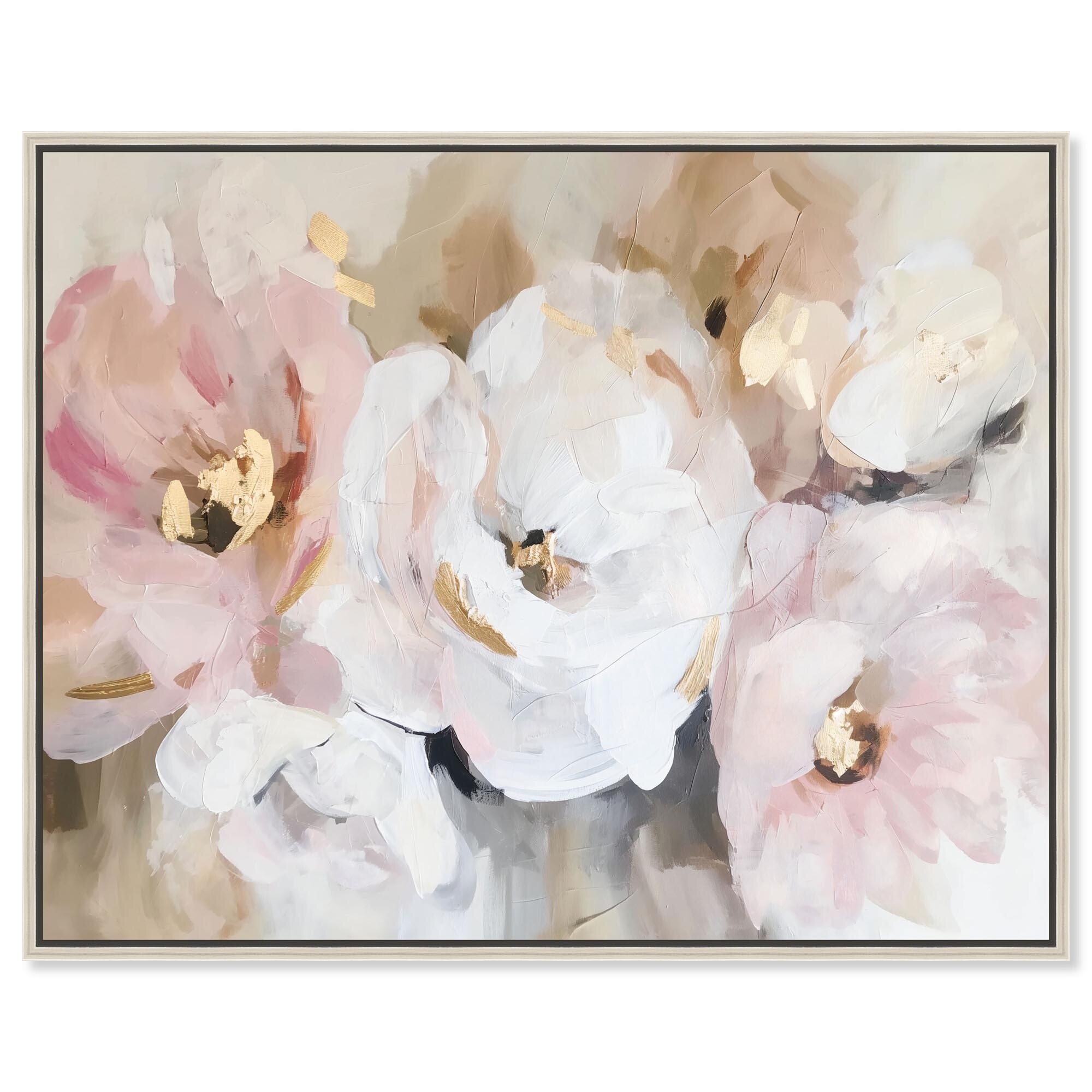 White Mist Blooms Landscape Art Framed Canvas Print by Art Remedy