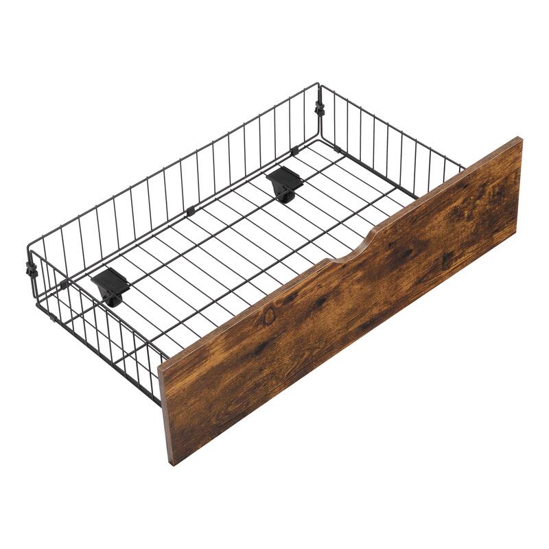 Modern Metal Platform Bed with Wooden Headboard, LED Lights, USB Charging & Under-Bed Storage