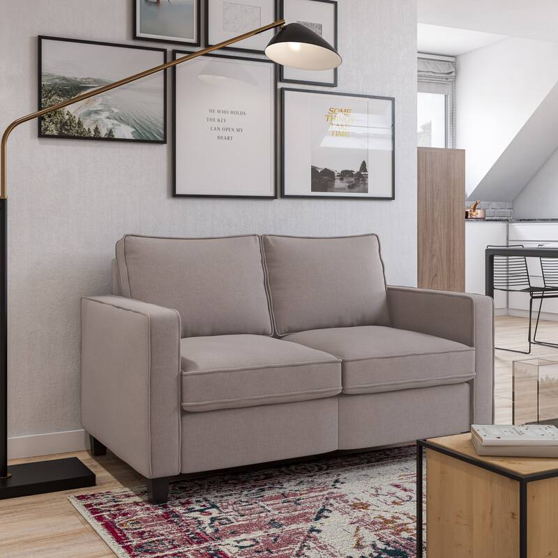 Georgia Upholstered 2 Seater Loveseat Sofa, Taupe