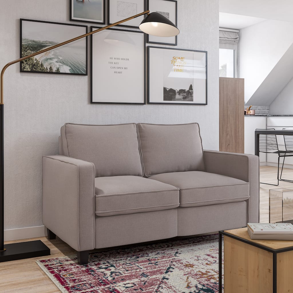 Georgia Upholstered 2 Seater Loveseat Sofa, Taupe