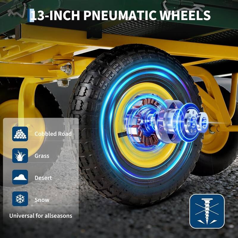 Heavy Duty 3-in-1 Yard Garden Wagon Cart with Removable Side Panels for Outdoor Lawn, Yard, 1500 LB Load