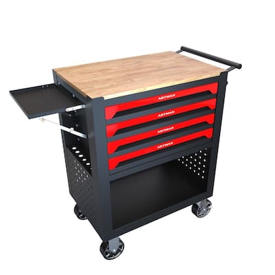 4 Drawers Tool Cart Locked Storage Organizer Cabinet with Wheels