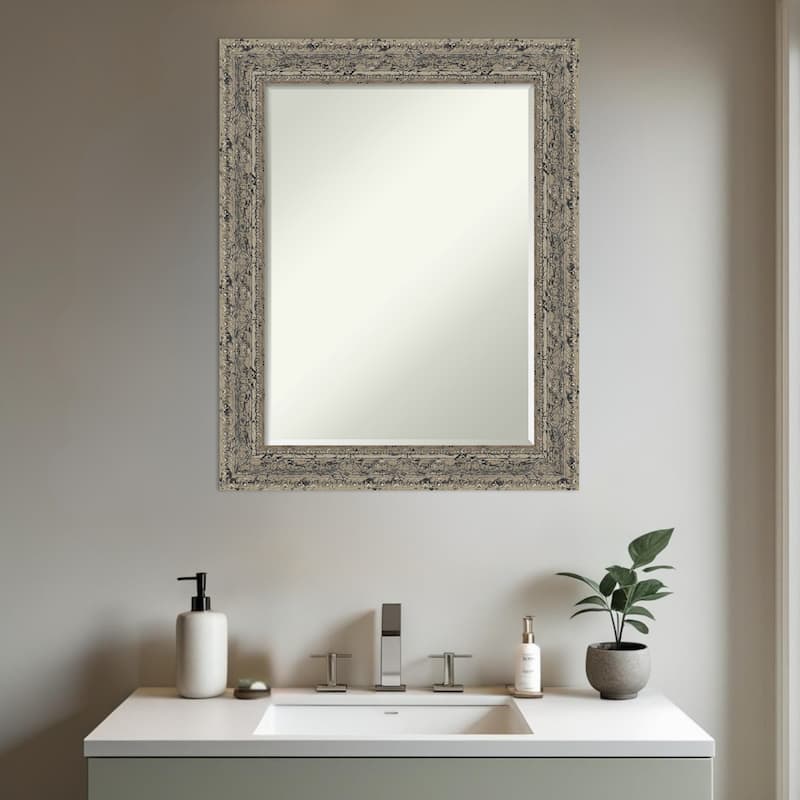 Attic Aged Half-Inch-Bevel Wood Framed Bathroom Vanity Wall Mirror