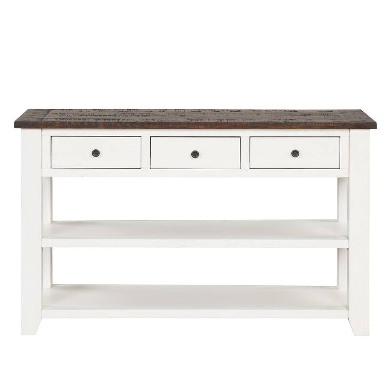 Wood Console Table with 3 Storage Drawers and 2 Shelves