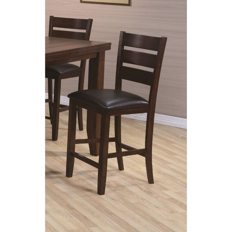 Contemporary Style Charcoal Finish Counter Height Dining Chair Bar Stool 2Pc Set Fabric Upholstery Wooden Furniture - Brown