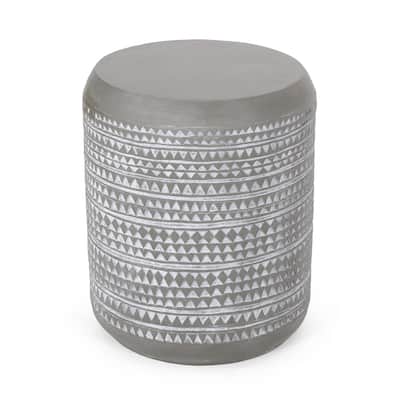 15.5 in. Gray Round Concrete End Table, Sturdy Build End Side Table for Living Rooms