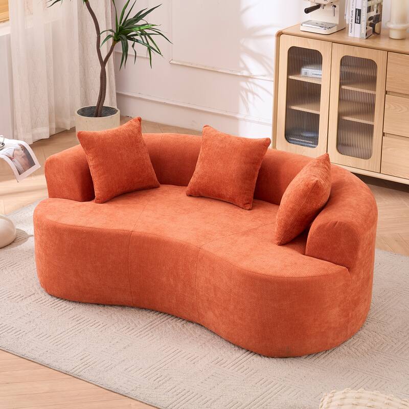 GDFStudio - Modern Crescent-Shaped Chenille 79" 3-Seater Sofa