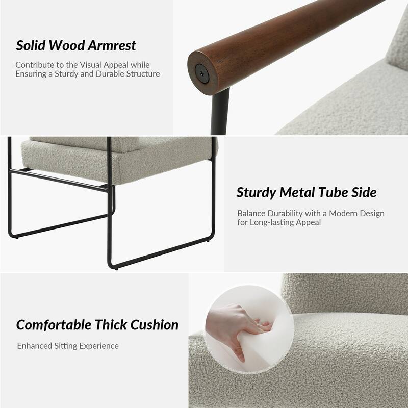Justo Modern Accent Armchair with Metal Base and Removable Cushion By HULALA HOME