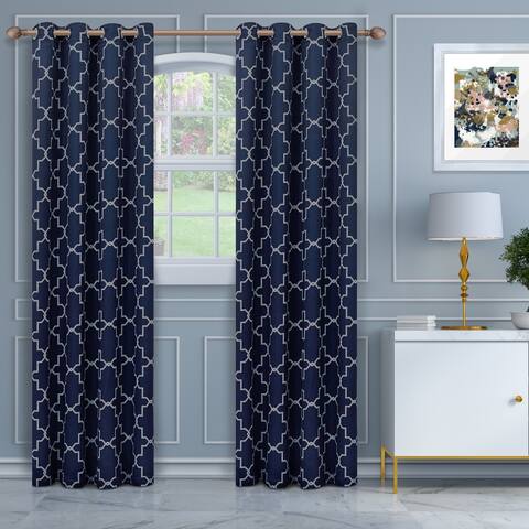 Superior Imperial Trellis Blackout Grommet Curtain Panel Pair