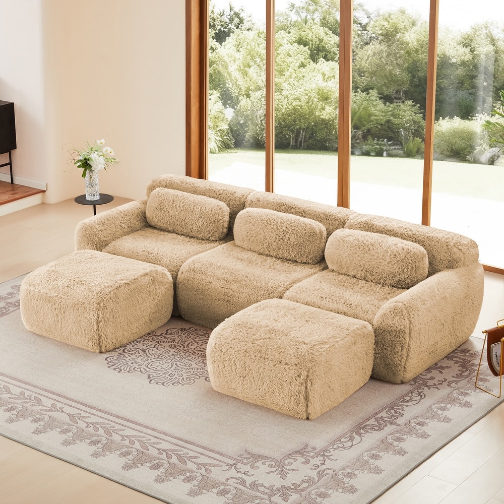 Anmytek Modular Sectional U-Shaped Sofa Deep Seat With Chaise Free Combination Vacuum Packed