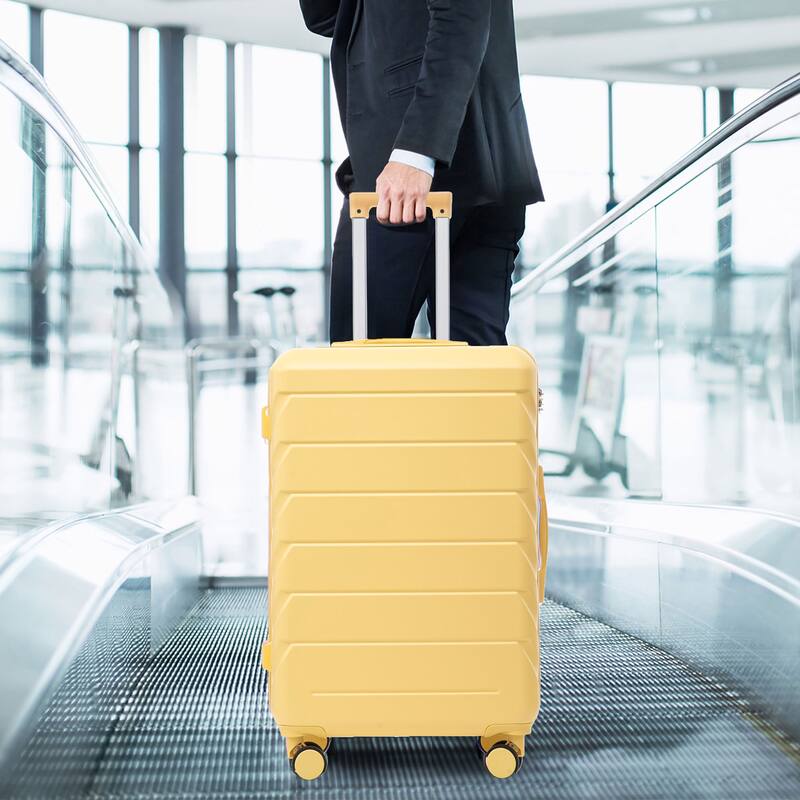 20"/24"/28" 3-Piece, Modern Luggage Sets with Retractable Handle and Combination Lock, for Boarding Travel, Yellow